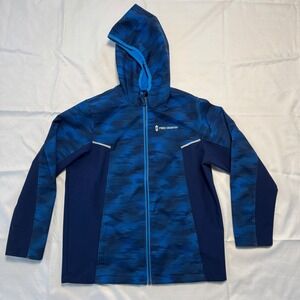Free Country Kids Boys Size L 14 16 Blue Camo Hooded Softshell Jacket